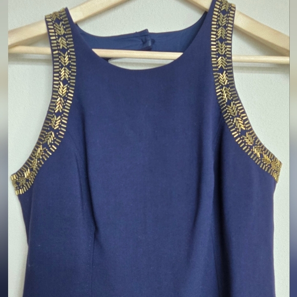 Lilly Pulitzer Navy Blue Largo Shift Beaded Dress Size 6 - Picture 4 of 11
